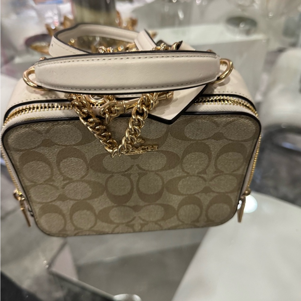 Coach Signature Canvas Crossbody Bag in Chalk and Tan